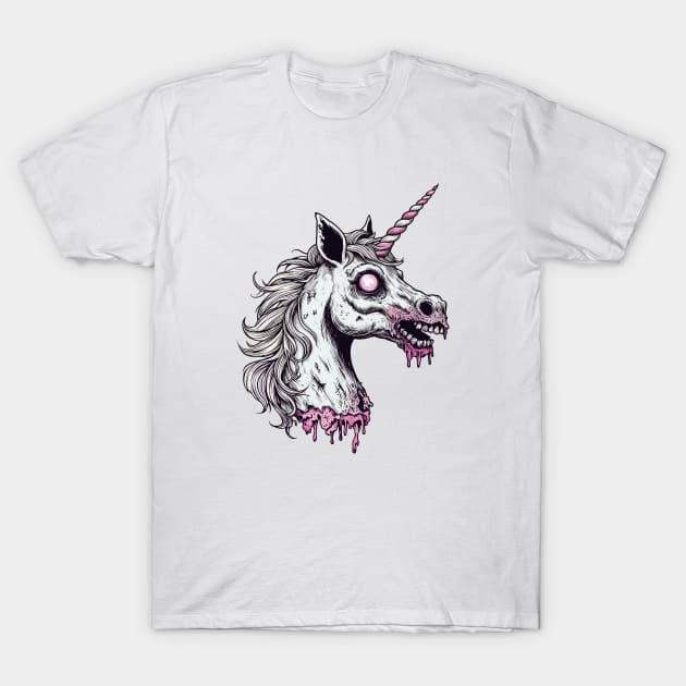 Unicorn Zombie Head T-Shirt by katzura